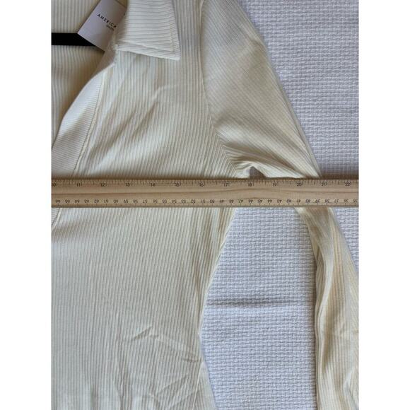American Eagle Dress Women L Cream Preppy Collared Academia Christmas Minimal - Picture 11 of 12